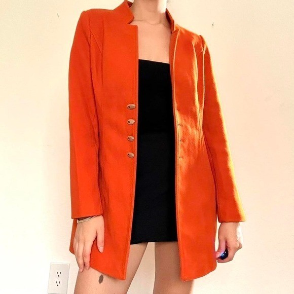 Bright Orange Structured Button Coat - image 4