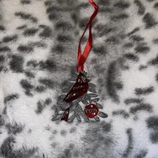 RARE RED CARDINAL Metal Hanging Christmas Ornament 2019  3" The Paper Store EUC