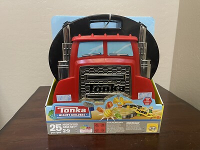 Tonka Mighty Builders Rig Case Brick Construction Playset 25 Blocks Truck  Crane