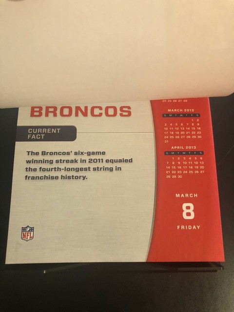 Denver Broncos NFL Football Team 2013 Facts Trivia Calendar EBay