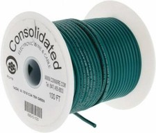 Made in USA 16 AWG, 26 Strand, 100' OAL, Tinned Copper Hook Up Wire Green PVC...