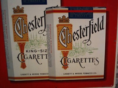 vintage chesterfield cigarette sign Cigarettes Tin (1950s) Vintage sign CHESTERFIELD cigarettes 1952