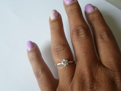 Bague En Argent Massif - Style Solitaire Avec Zirconium - Taille 62 - Occasion - Jonc Classique