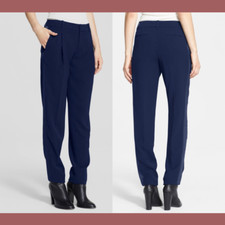 NWT 325 VINCE Satin Strapping Trouser Pants in Blue Marine SZ 14  R51