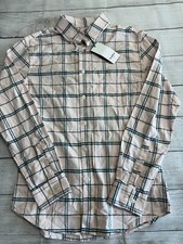 Goodfellow Button Down Shirt Mens Medium New Slim Fit Pink Plaid Stretch Collar