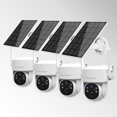 WIFI6 Wireless Security Camera Solar Battery Powered  3MP IP PTZ Outdoor 4 PACK
