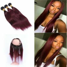 12AA 1B/99j 2TONES ROOT OMBRE BRAZILIAN VIRGIN HAIR 3BUNDLES LACE 360 FRONTAL