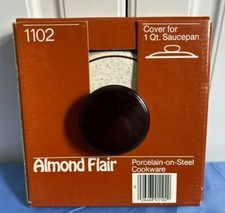 Almond Flair Porcelain on Steel Cookware Replacement Lid for 1qt Saucepan NOS