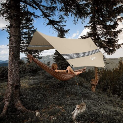 VILLEY Rain Fly Octagonal Tarp Camping Tarp Waterproof Hammock Tent Sun Shelter - Picture 7 of 12