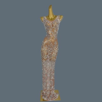 green emerald velvet dress Liquid Gold Glitter Mesh Maxi Dress in Champagne