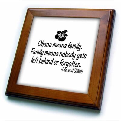 3dRose Ohana means family. 8x8 Framed Tile