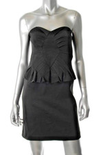 Jessica Simpson ~Black Bengaline Peplum Sweetheart Sheath Party Dress 6 NEW $148