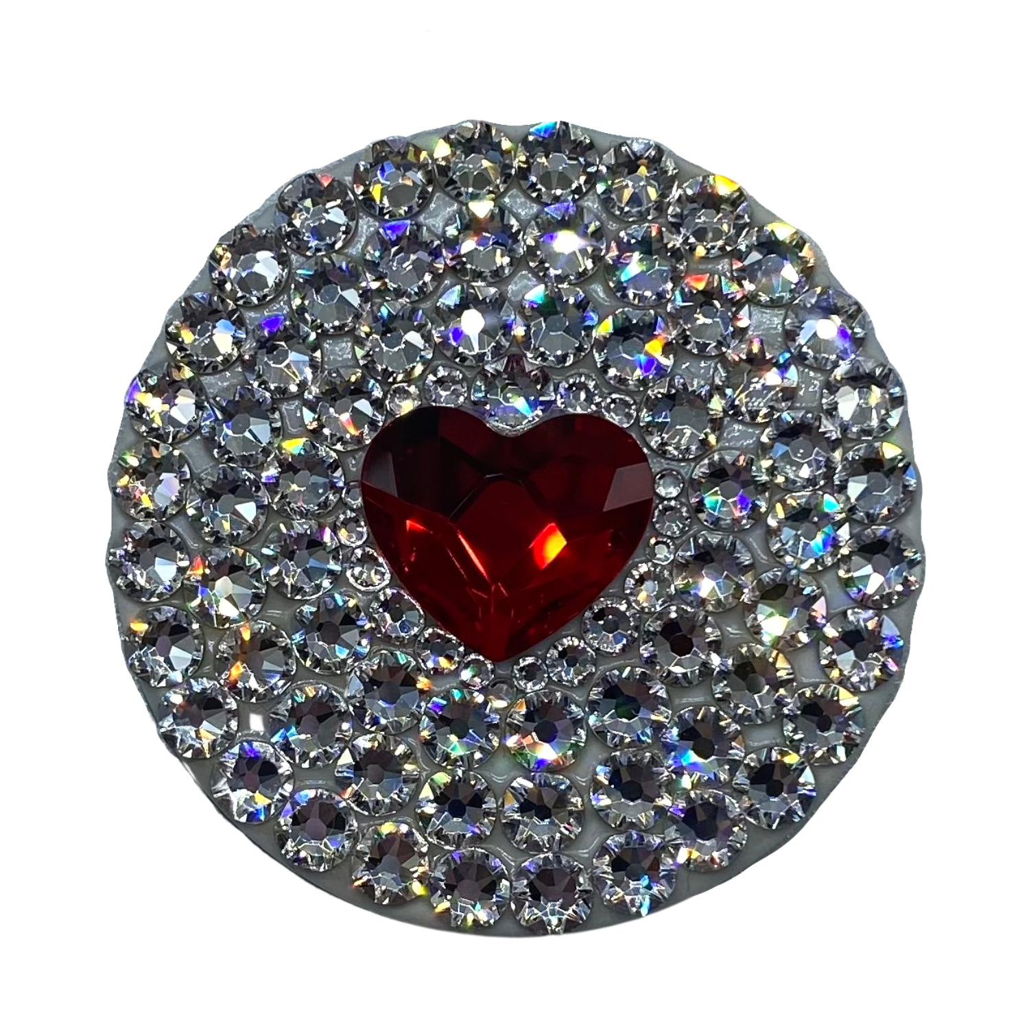 Handmade Heart Bling White Popsocket made with Clear Swarovski Crystals-image