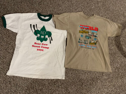 2 Vintage Official Boy / Cub Scout T-shirt Camp 2000 + 2002 T shirt Tee Shirts - Picture 1 of 3