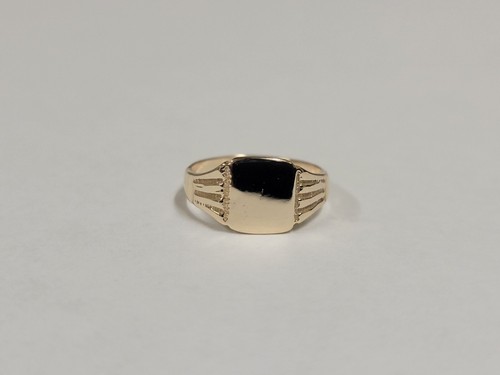 10k Yellow Gold Vintage Small Baby Signet Rectagular Top Ring Size 1.5 - 第 1/9 張圖片