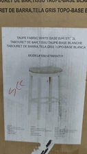 Linon Allure Taupe Fabric White Base Bar Stool 19.25" W x 13.25" D x 32.5" H