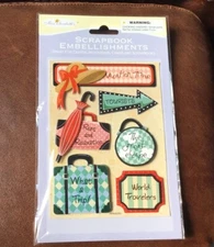 RETIRED MISS ELIZABETH'S THEMED SCRAPBOOK LAYERED 3D STICKERS VACATION TIME