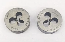 2 Ace 8-32 NC Round Dies 1" OD Solid Die CS Carbon Steel USA