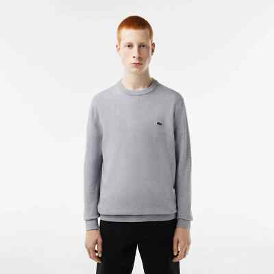 Lacoste Fitted CREW-neck 100% Organic Cotton Spring Sweater MENS GRAYX