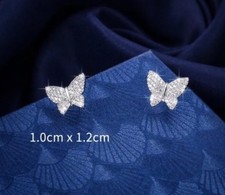Silver Plated Cubic Zirconia Butterfly Earrings