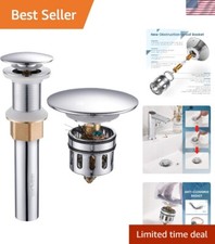 Seamless Stainless Steel Pop Up Sink Drain with Chrome Finish  Strainer