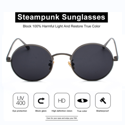 Steampunk Sunglasses Retro Round Circle Hippie Metal Frame  display picture 3
