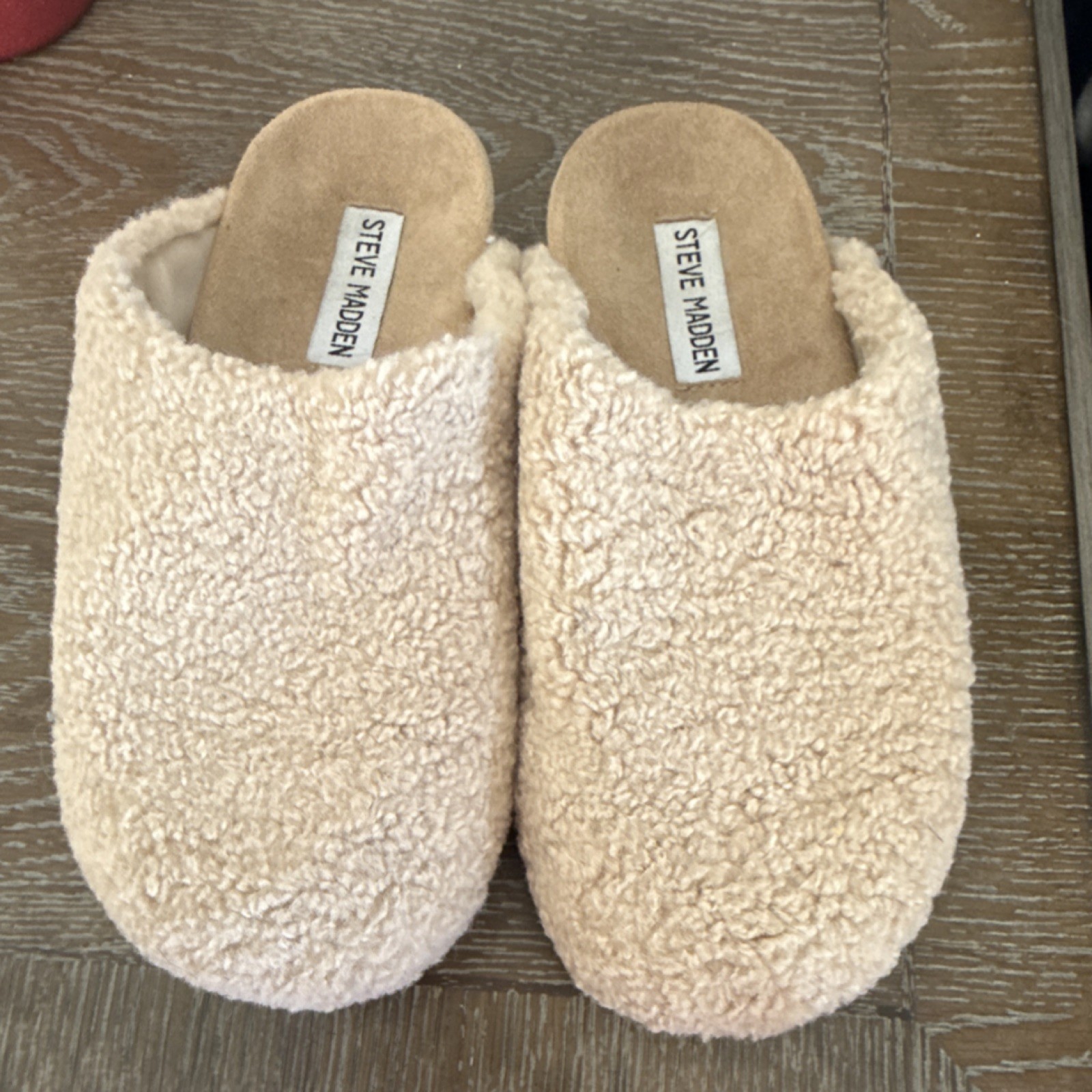 Steve Madden Vessel Women's Faux Fur Sherpa Mule Slippers Beige 6 M Lined
