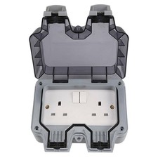 Waterproof Outdoor 13A 2 Gang Storm Switched Plug Socket Box Double IP66 Outside