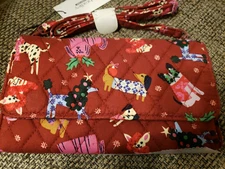 Vera Bradley HOLIDAY HOUNDS Cotton Wallet Crossbody NWT Dogs
