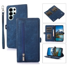 Zip Leather Flip Stand Wallet For Samsung Galaxy S26 S25 S24 S23 S22 Phone Case