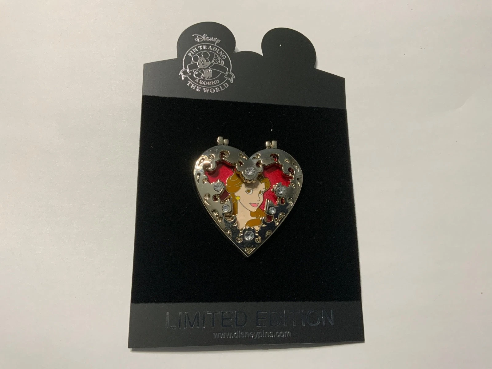 Disney Pin- Beauty & Beast - Belle - Hinged Heart-LE 2008