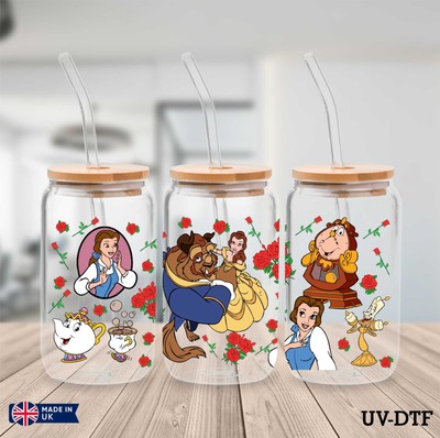 Die Schöne und das Biest UV DTF Aufkleber - 16oz Libbey Dose Glasfolie yd177