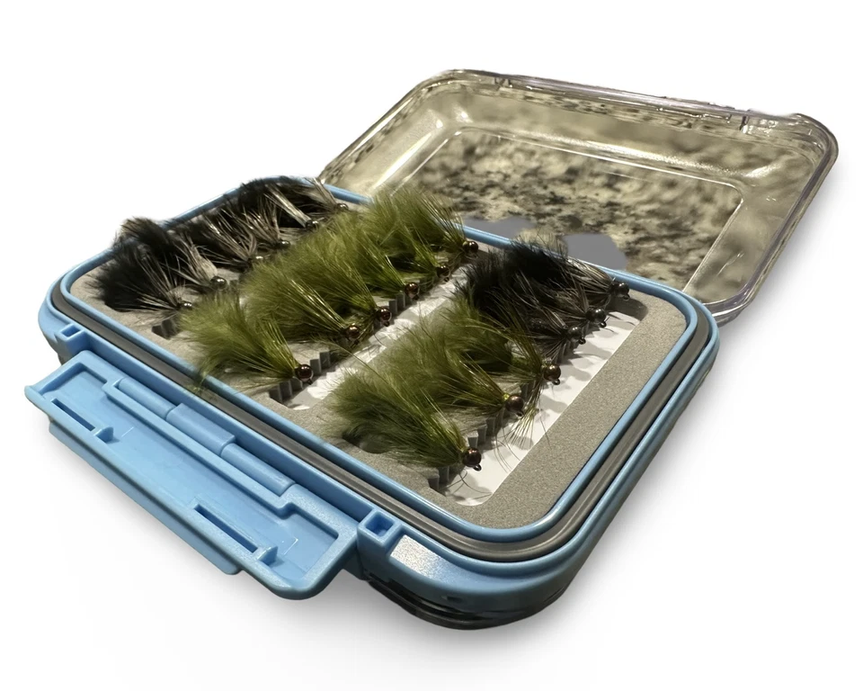 18PCS Wooly Bugger Tungsten Jig Streamer Fly Fishing with Fly Box - Image 2 of 3