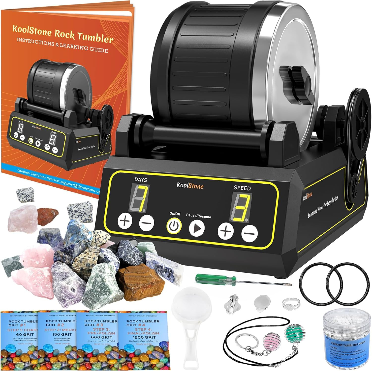 C1 Rock Tumbler Kit - Professional Large 2.5LB Capacity, up 