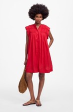 Nwt Madewell Dress In Watermelon Embroidered Pleated Mini Pockets NV437