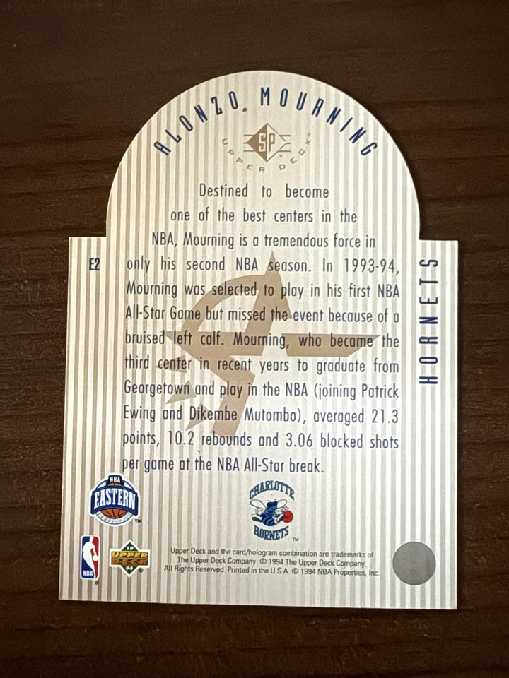 1993-94 Upper Deck Special Edition - Die-Cut All-Stars Alonzo Mourning #E2 - Image 2 of 2