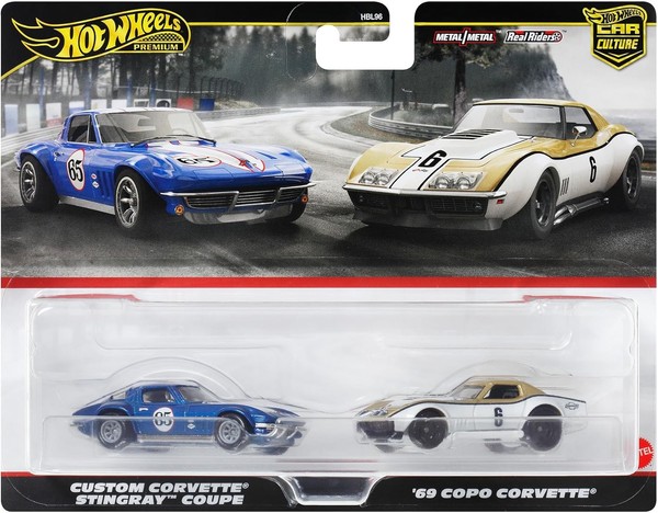 Hot Wheels Premium Custom Corvette Stingray Coupe + '69 Copo Corvette HRR80-image