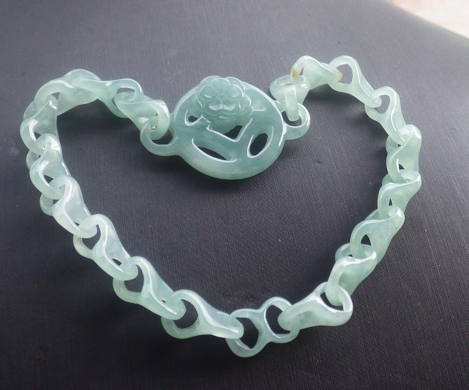 Brazalete Brazalete Hueso Dragón Cuentas Jadeíta Jade Verde Certificado Video 206663 Foto 3 de 4