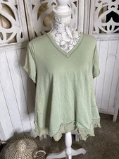 GiGio Oversized Boho Peasant Asymmetrical Hem Shades Green Size Small