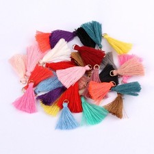 100Pcs Multi-Colors Mini Polyester Cotton Tassels 3cm with Jump Ring Keyring DIY