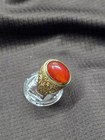 Men's 18 karat gold ring, reddish cabochan center stone (A2EL) — photo 7