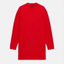 Zara Red Long Sleeve TShirt Casual Mini Dress Sz M/L