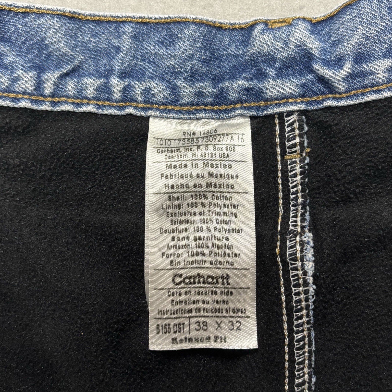 Carhartt Jeans Mens 35x31 Blanket Fleece Lined Workwear Outdoor B155 DST 1186 thumbnail 6