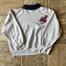 VTG Cleveland Indians Wahoo Roll Neck Sweatshirt Embroidered Made In USA XL