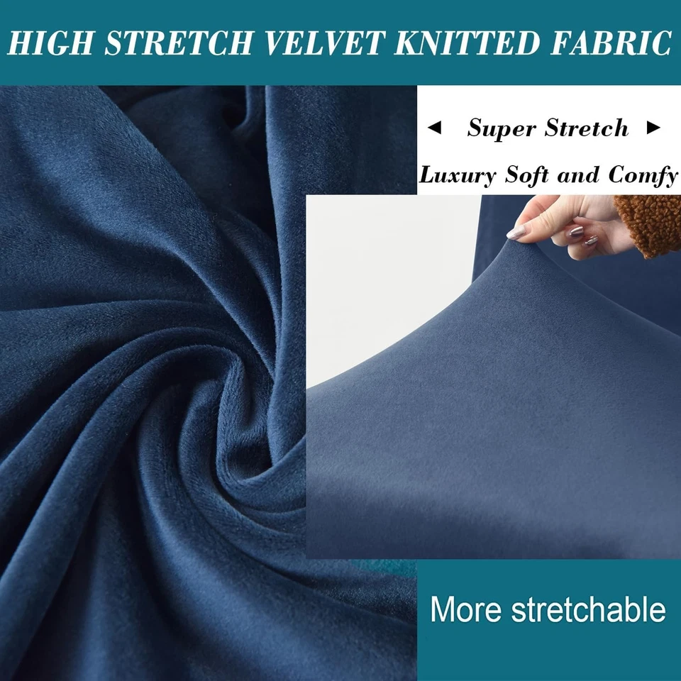 Ottoman Cover Rectangle,Stretch Velvet Slipcovers Rectangle Thick Covers  - Image 3 of 4