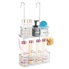 Stainless steel double-layer shower rack, shower room hanging bathroom organi...