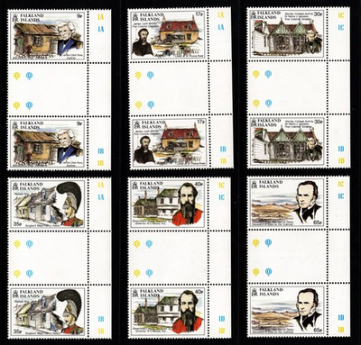 #ad #ad FALKLAND ISLANDS 1994 FOUNDING OF STANLEY 150TH SET OF 6 GUTTER PAIRS MNH GBP 7.95