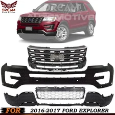 Front Bumper Cover Fascia & Grille Assembly Kit For 2016-2017 Ford Explorer