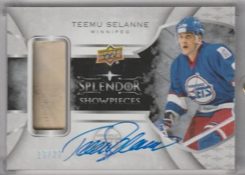 17-18 TEEMU SELANNE AUTO 13/27 UPPER DECK SPLENDOR SHOWPIECES AUTOGRAPH TAPE 1/1