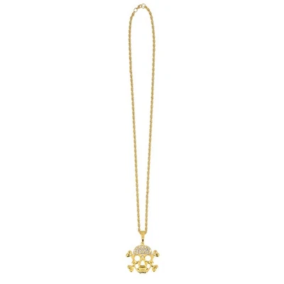 Totenkopf Halskette gold Glitzer Pirat Halloween Kostüm Schmuck - Bild 1 von 4